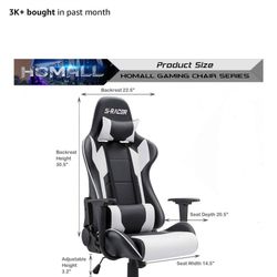 Gaming Chair, Office Chair High Back Computer Chair Leather Desk Chair Racing Executive Ergonomic Adjustable Swivel Task Chair with Headrest an