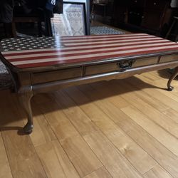 Custom American Flag Coffee table Solid Wood 