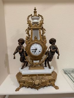 Imperial Ornate Brass Mantel Clock with Cherubs