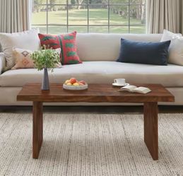47.72 in. Rustic Brown Rectangle Natural South American Walnut Wood Coffee Table with Solid Wood Legs