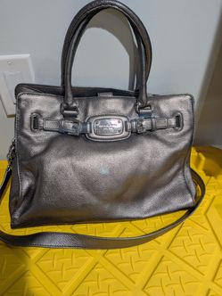 Michael Kors Hamilton grey Pebbled Leather Satchel Shoulder Bag