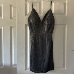 Black/silver Samila & Co. Polyester/spandex Short Special Occasion Dress, Size Medium 