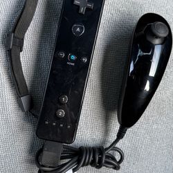 Wii Nintendo Black Controller + Black Nunchuck 100% working