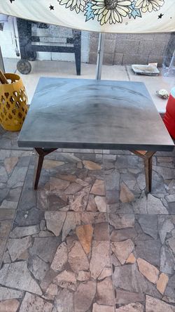 Concrete Top Dining Table with Wood Legs