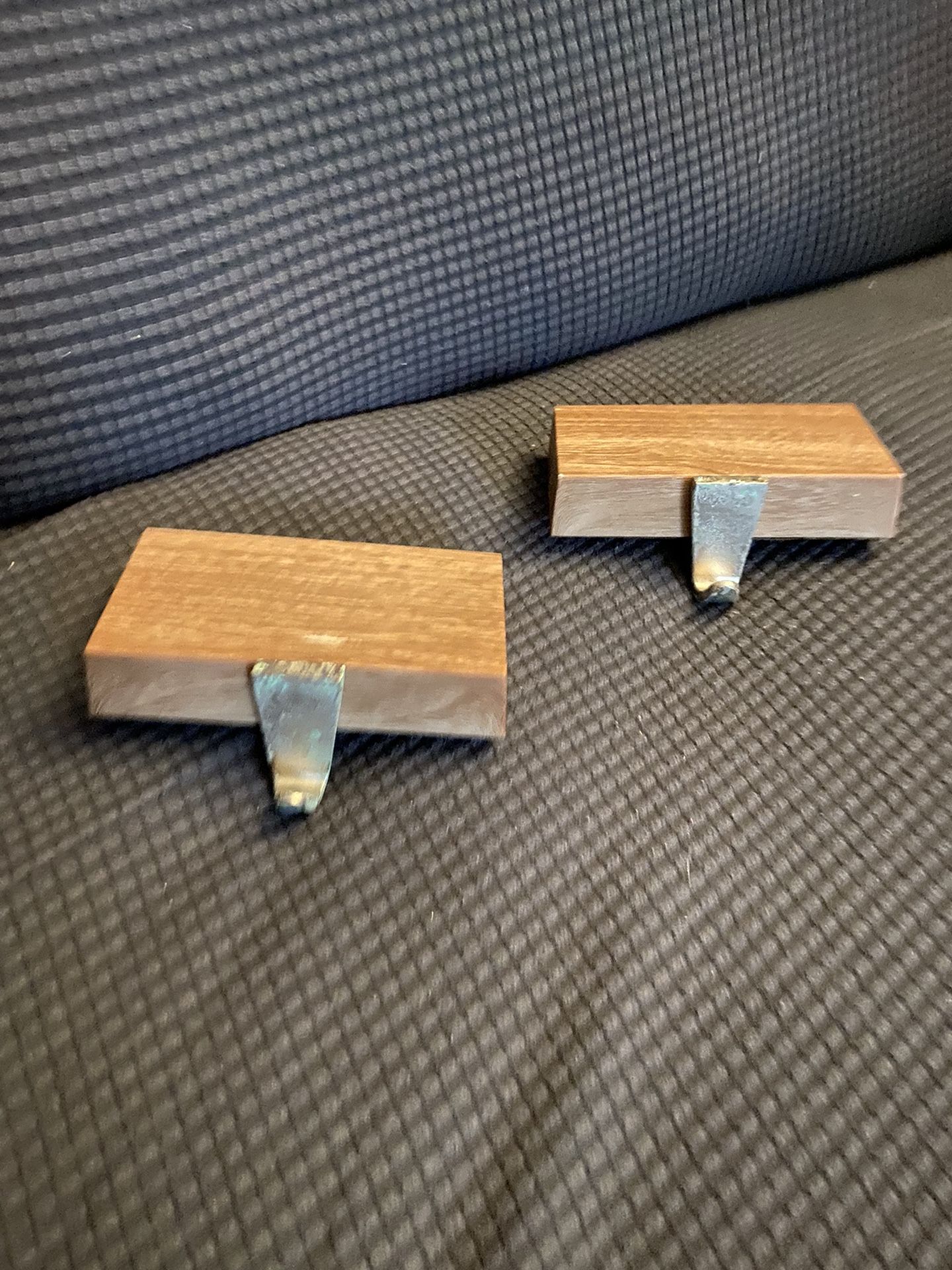 Christmas Wood & Metal Patina Weighted Stocking Holder Set
