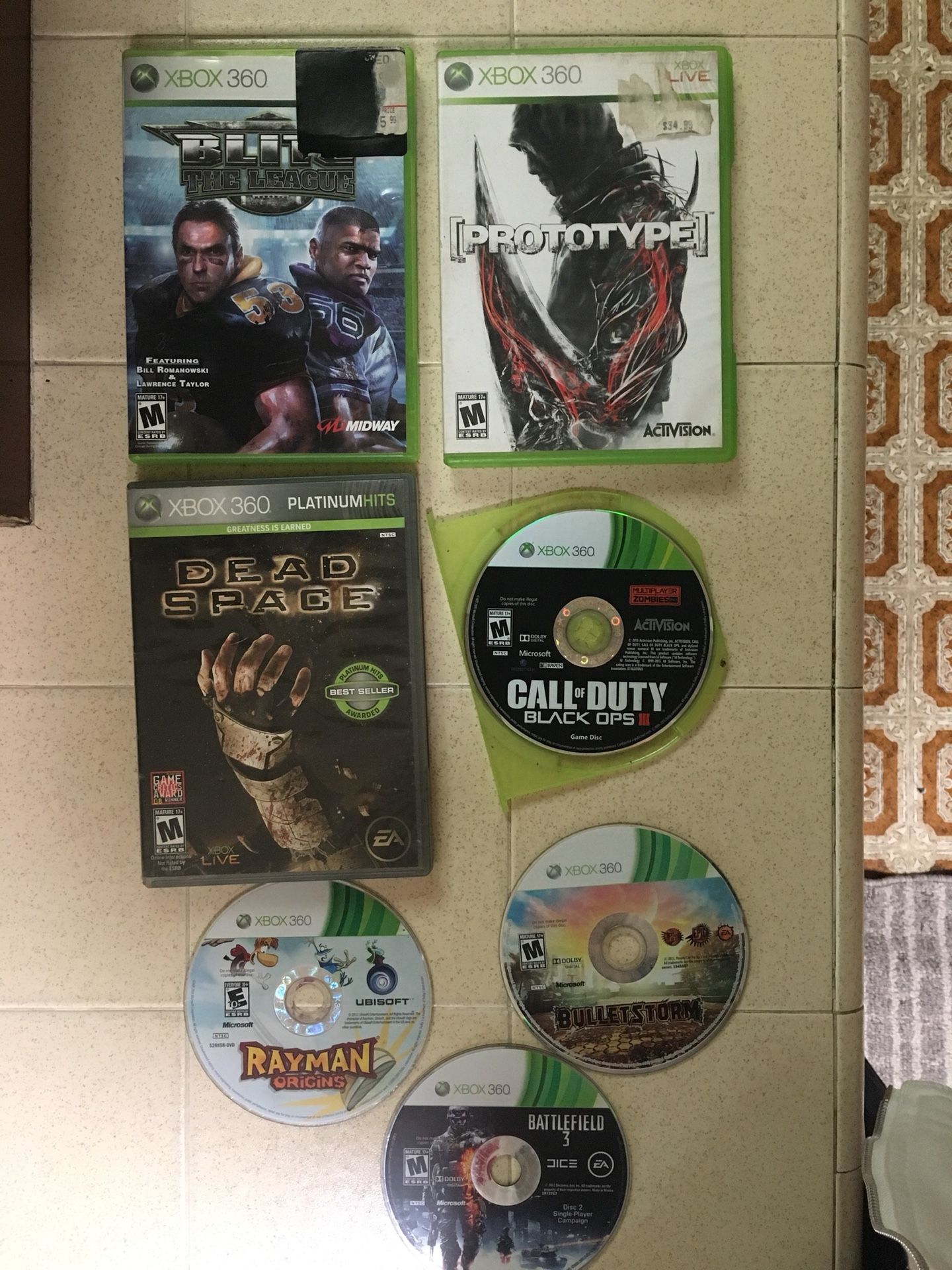 7 used Xbox 360 games all for $20