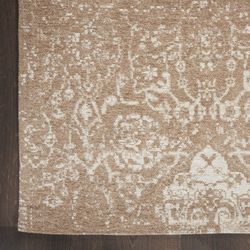 Nourison Damask Distressed Modern Beige Ivory 5' x 7' Area Rug, (5' x 7') Beige Ivory - 5' x 7'