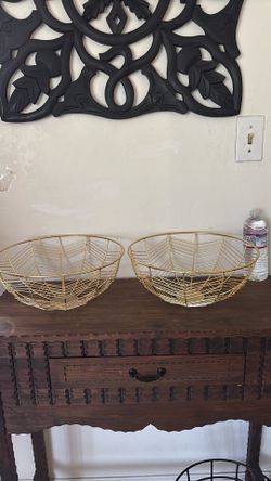 (2) Gold Metal Decor Bowls