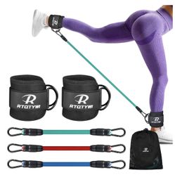 Ankle Resistance Bands Set - Adjustable 60LB Tube Bands for Glutes & Legs Workouts -