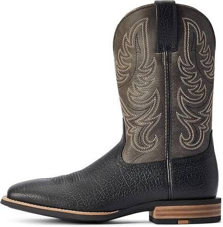 NEW SZ 7.5 ARIAT Men Everlite Western Cowboy Boots Countdown Embroidered Square Toe Ridding Boot Pull On Casual Boots Mid Calf Black Grey