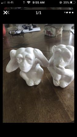 Monkey See Monkey Do Ceramic statue