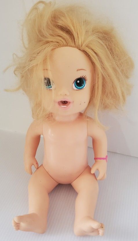 Baby Alive Brushy Baby Doll Drink & Wet Blonde 2013 Blue Eyes Teeth