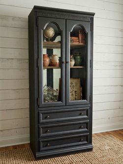 Vintage Chic Black Hutch & Media Cabinet