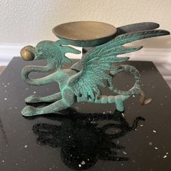Rare 1949-50 Bronze Dragon Candle Holder 3.5”
