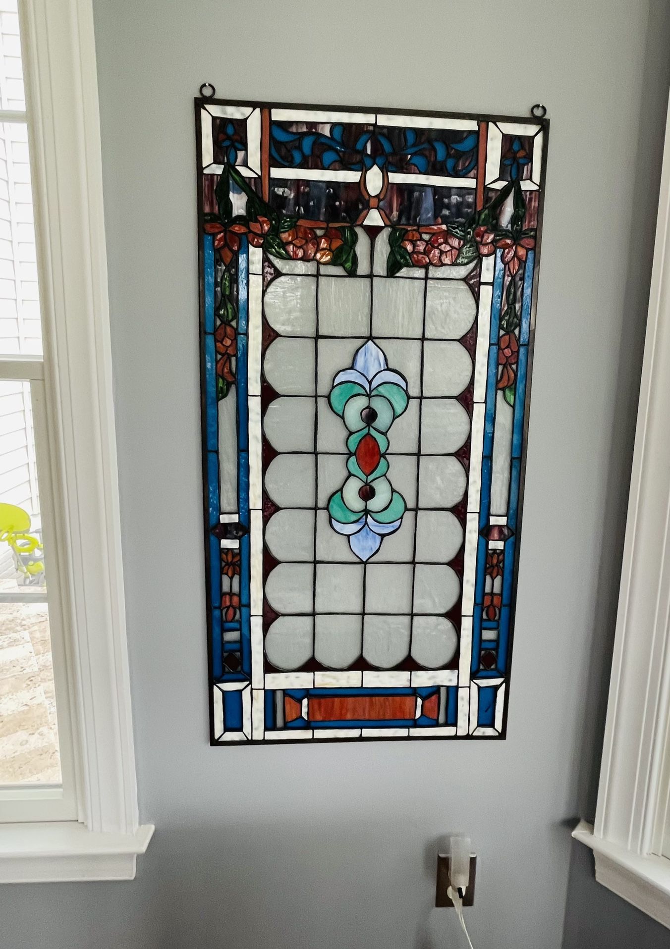 2 Antique Stain Glass window panels