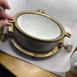 SET of Solid Brass Nautical Porthole Mirrors – Vintage Marine Decor