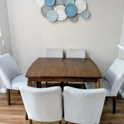 Solid Wood Dining Table With 6 Chairs