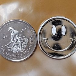 2g Silver Bundle [1g] Happy Face Polished Round + [1g] Pure Silver Prospector Round 