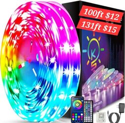 100ft or 131ft Led Lights for Bedroom Music Sync Color Changing RGB Led Strip Lights, Design Led Light Strip with Remote and App Control, Led Lights