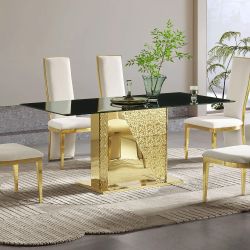 Stainless Steel & Tempered Glass Dining Table
