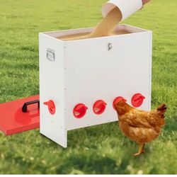 New in the box 10-Ports Metal Chicken Feeder, Automatic Poultry Feeder Gravity Feeder for Chickens, Ducks, Geese, Turkeys