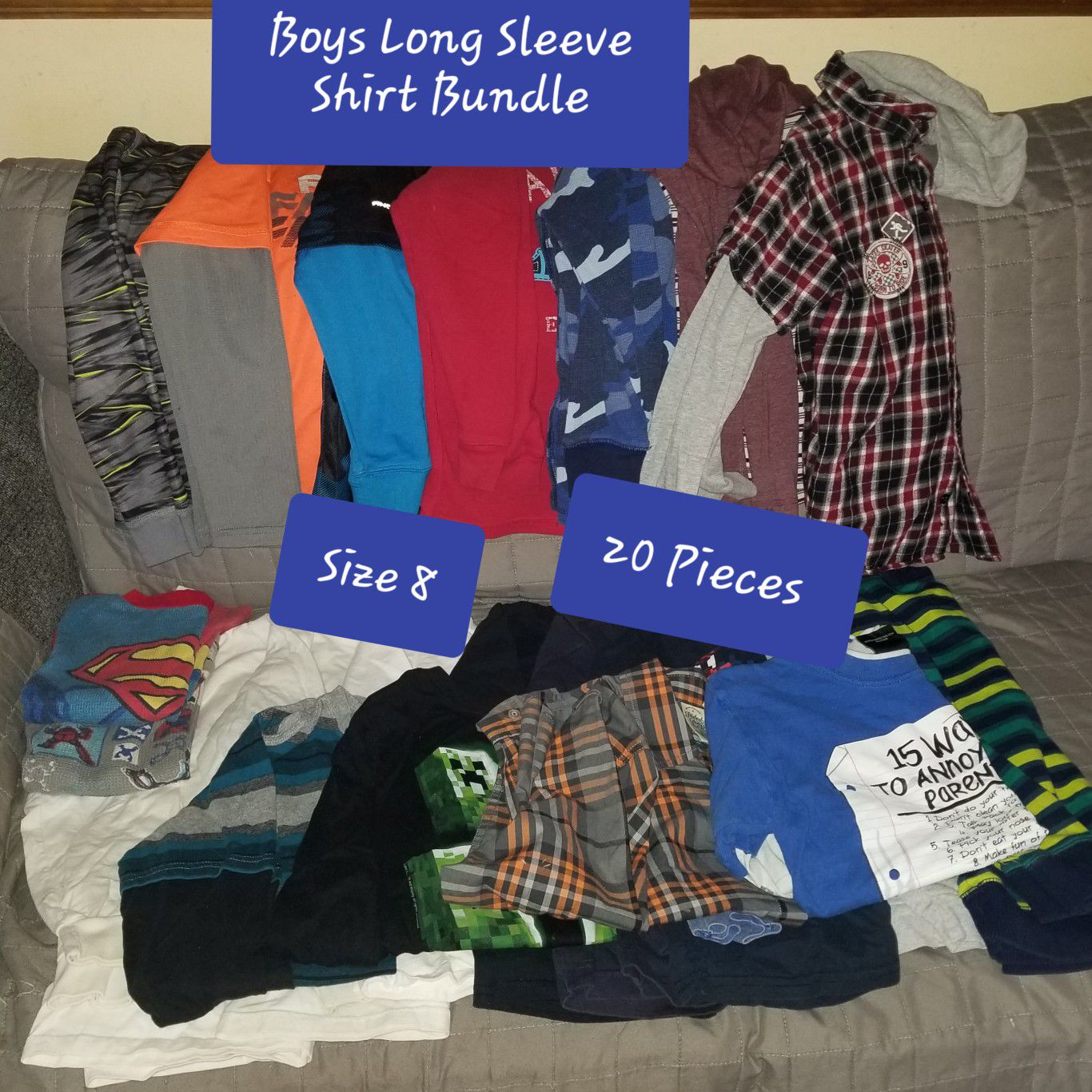 Boys Long Sleeve Shirt Bundle-8 (QTY20)