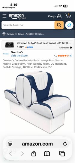 Boat seat back to back / lounger