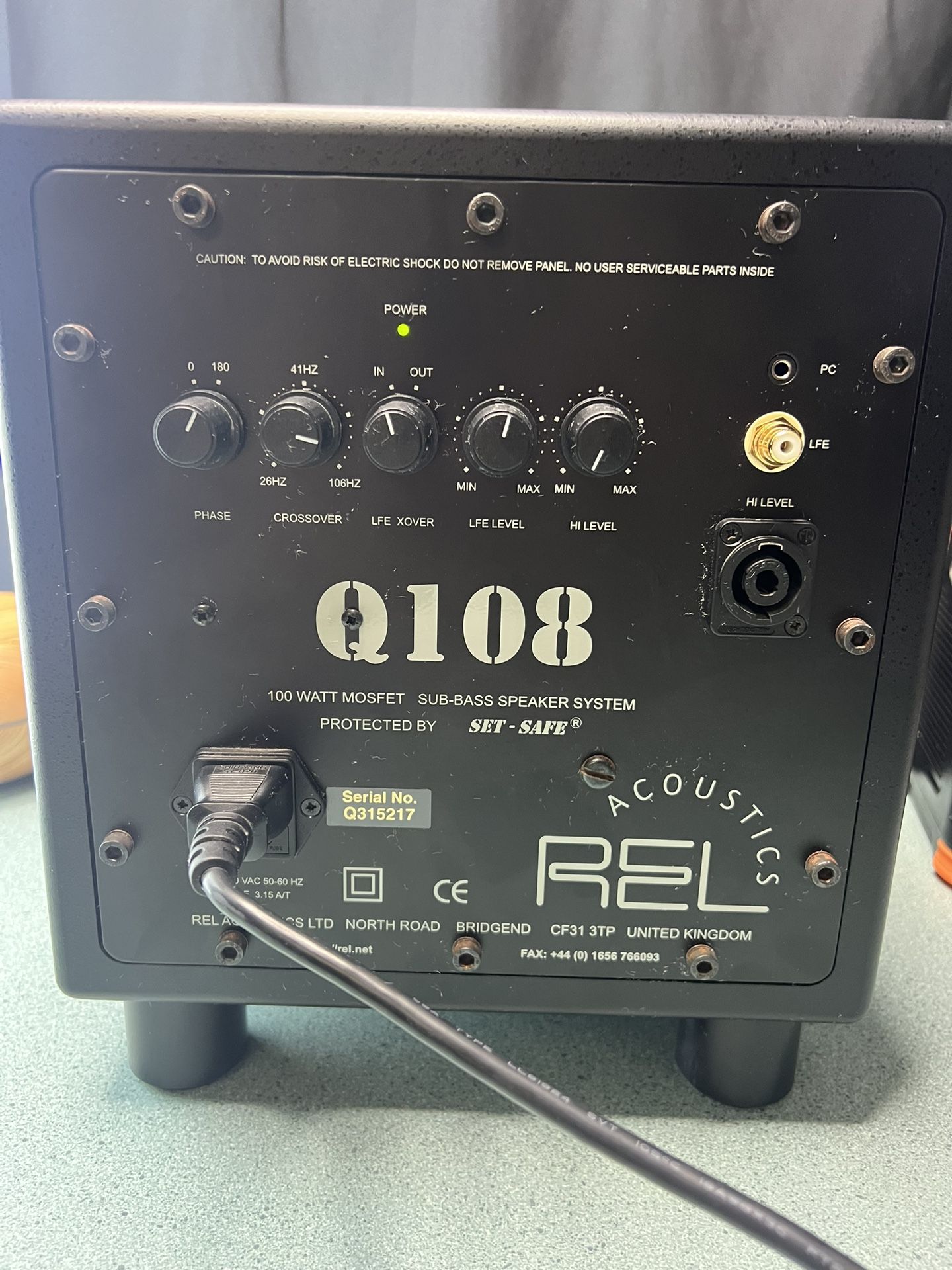 REL ACOUSTICS Q108 SUB-BASS SPEAKER SYSTEM
