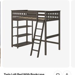 Twin Loft Bed With Storage + Mattress