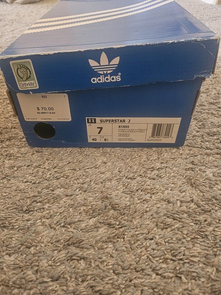 Red & White Adidas Superstar Sneakers