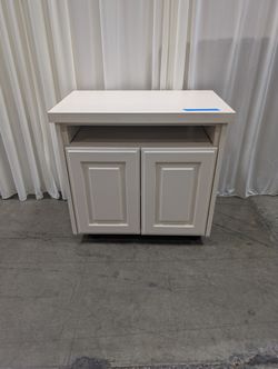 White Wood Two-Door TV Stand with Open Shelf