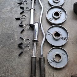 Olympic Size Weights, EZ Curl Bar, Dumbbell Bars 