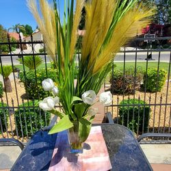 Glass Vase With Artificial Flowers 