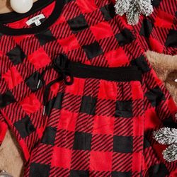 New Kensie Red Plaid Long  Pajama Set