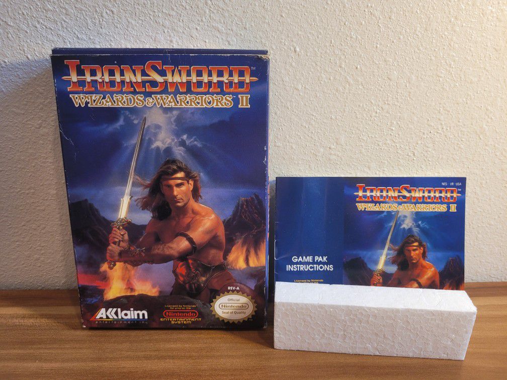 NES IRON SWORD WIZARDS AND WARRIORS 2 BOX AND MANUAL ONLY