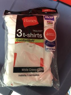 Hanes ex small boys white tee shirts 3 pack