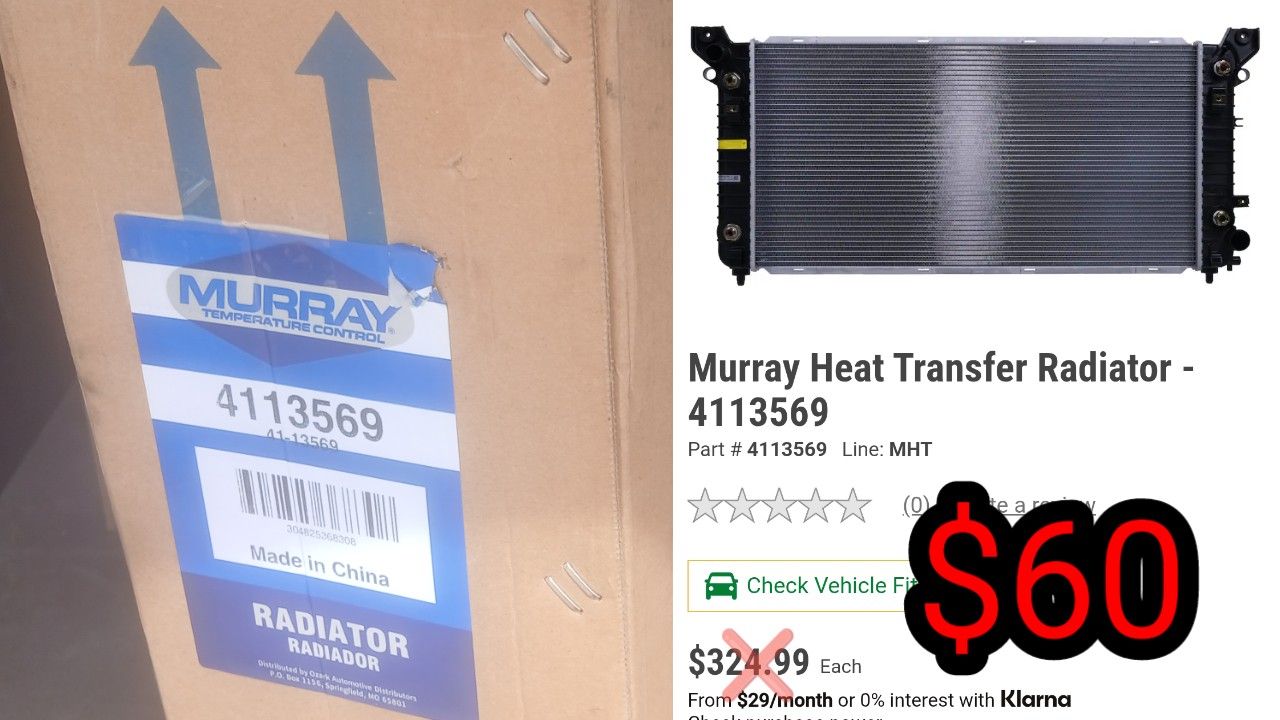 Murray Radiator 41-13569 Fits CHEVY, GMC , Cadillac (READ DETAILS )