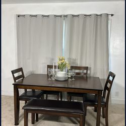 Ashley Furniture Contemporary Dining Table With 4 Chairs & Bench