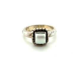 Silpada Sterling Silver Mother of Pearl Square Beaded Ring Size 7 India