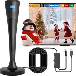 Indoor TV Antenna for Local Channels, Amplified HD Digital Antenna for Smart TV, 350 Miles Long Range HDTV Antenna with Signal Booster, Supports 4K 8K