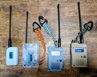 Several Meshtastic or Meshcore custom handheld units

- Heltec V4 and Seeed