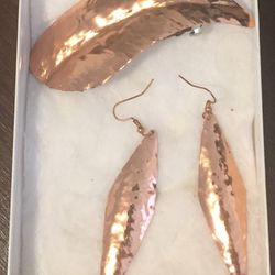 Handmade Copper Barrette & Earings