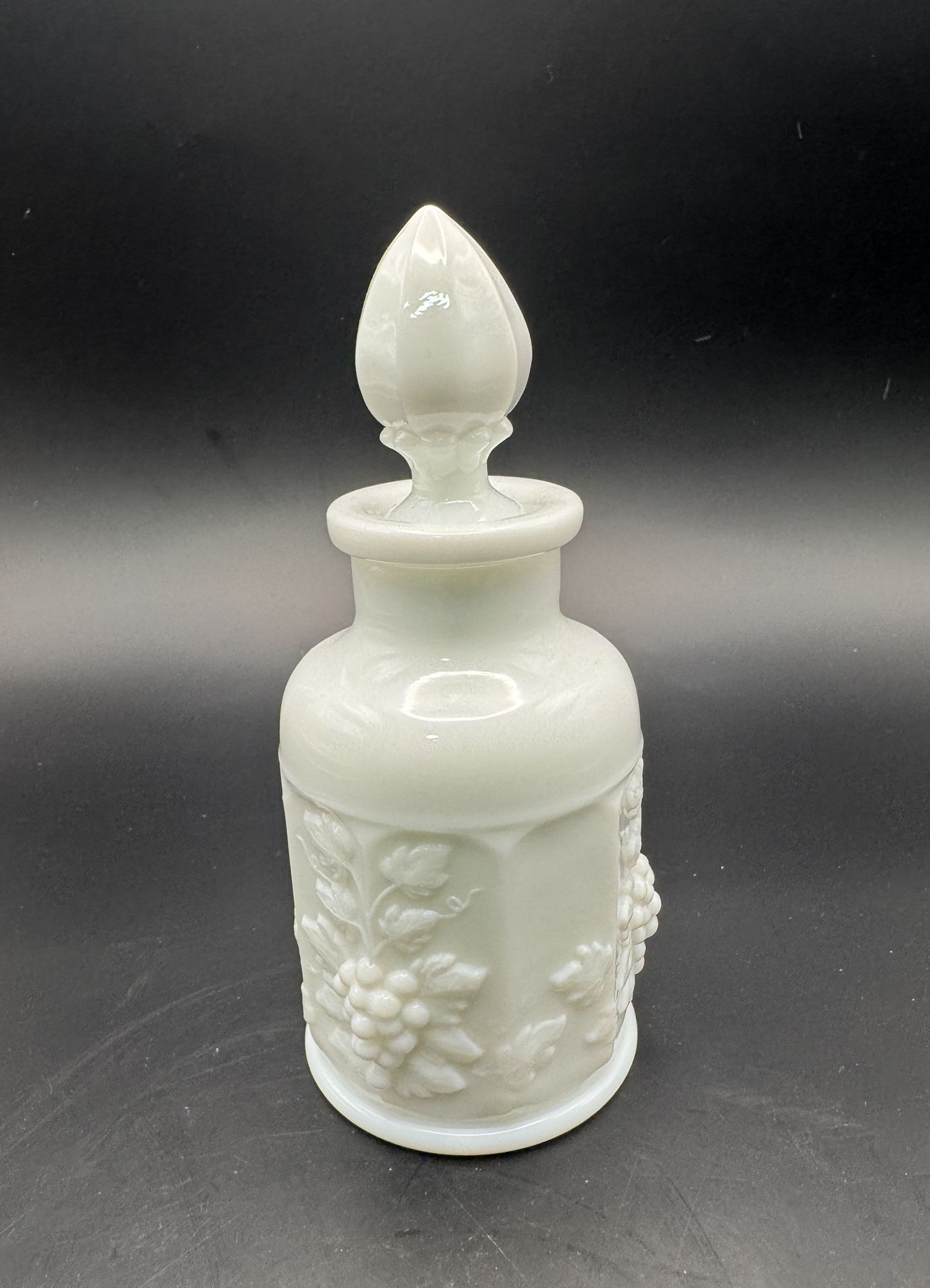 Vintage Westmoreland Milk Glass Cruet with Panel Harvest Grape Design