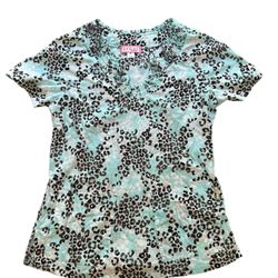 Koi women's cheetah print nursing scrub top