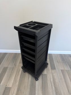 Black Salon Trolley Cart with Drawers