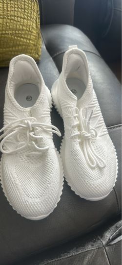 White Knit Lace-Up Sneakers Size 39