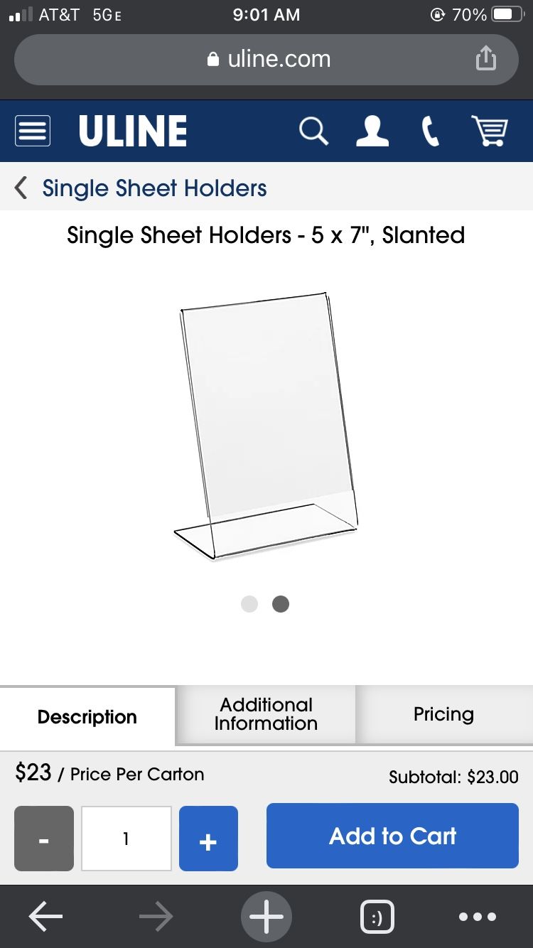 Slanted Sign Holders  