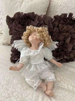 Porcelain Angel Baby Doll with Wings