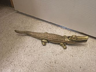 Antique Solid Brass Crocodile Nutcracker 14” Heavyweight