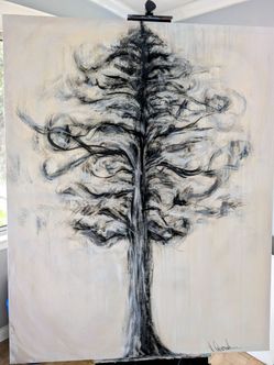 Large Original Art Work Whimsical acrylic tree art by Local Artist San Diego CA 5ft tall 4ft wide.